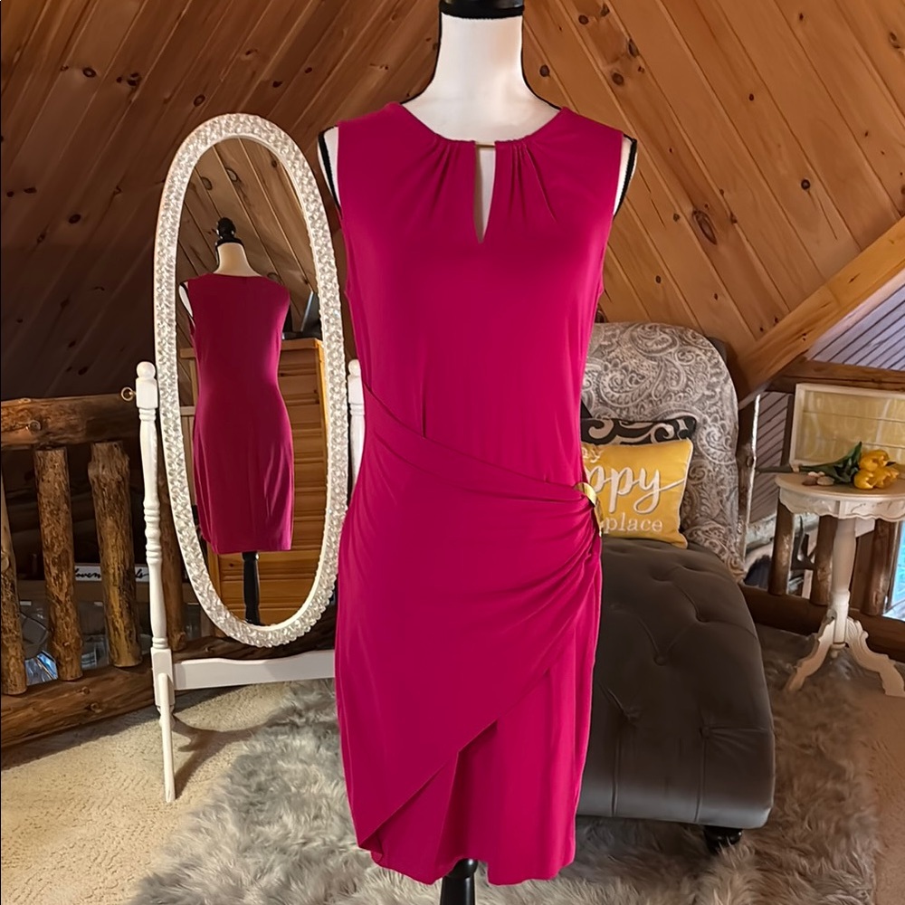 Cache Hot Pink Asymmetrical Sheath Dress